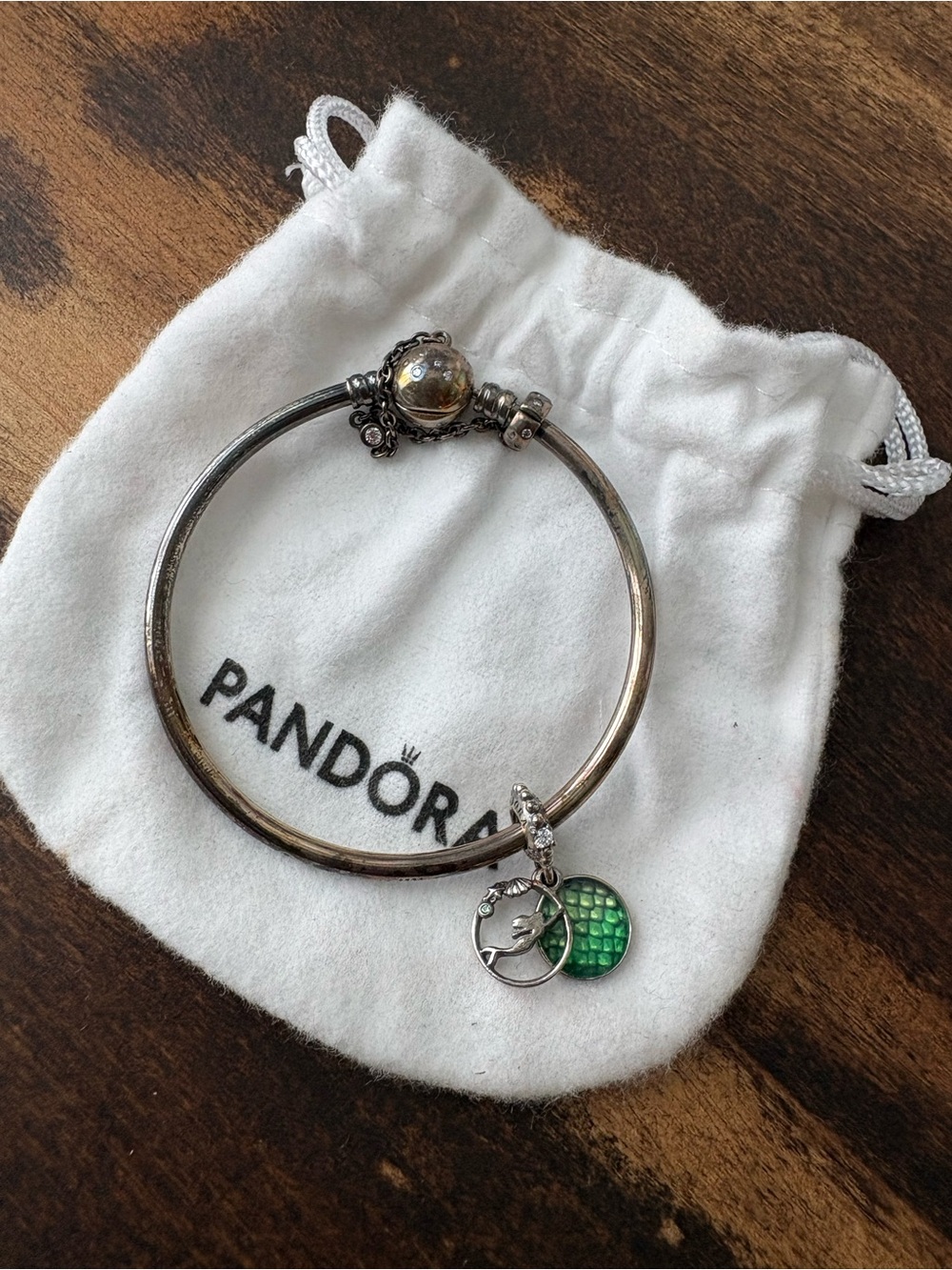 Pandora Silver Bracelet with Little Mermaid Scaled Enamel Charm